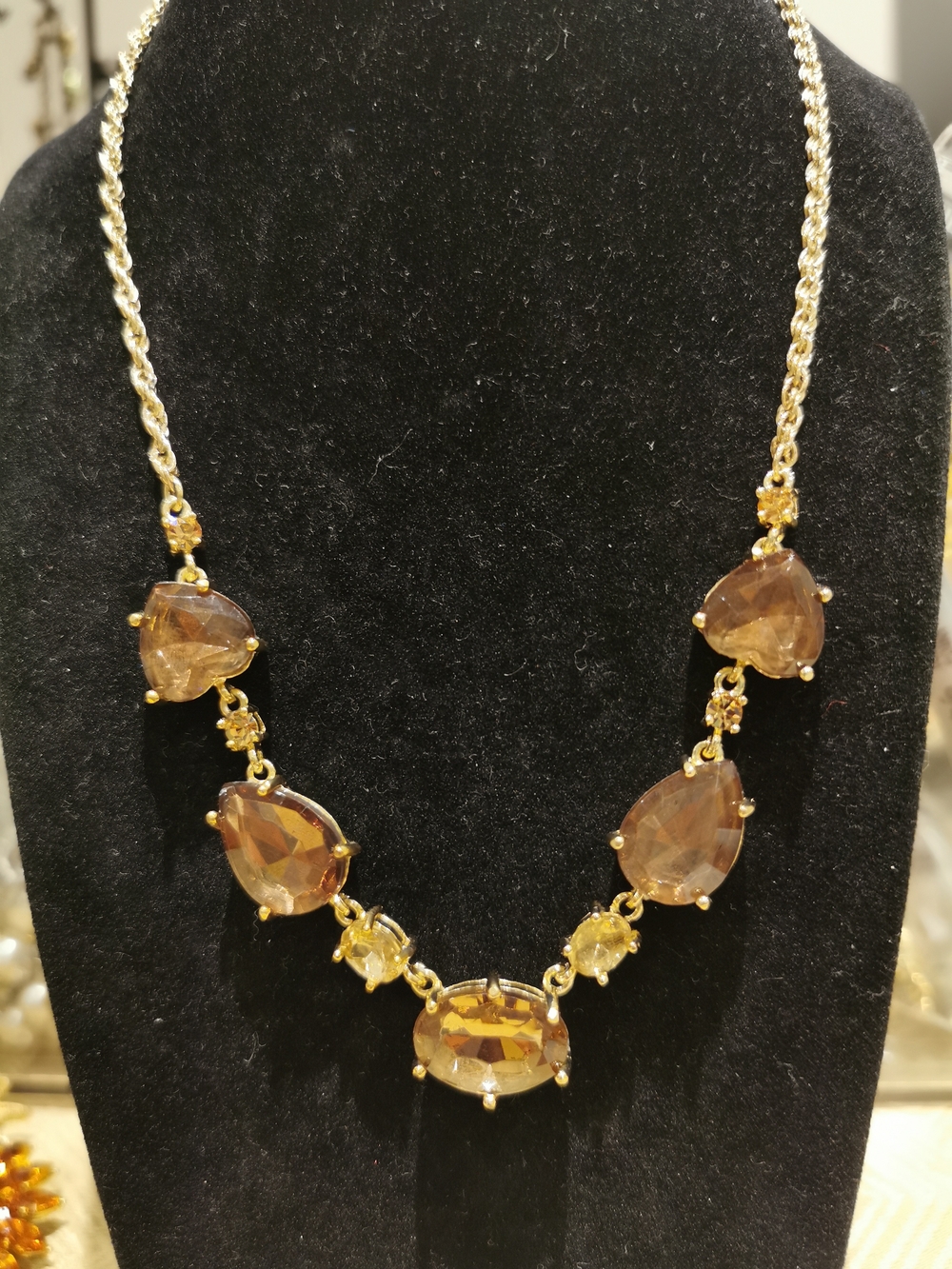 Gold-Tone Champagne Crystal Statement Necklace